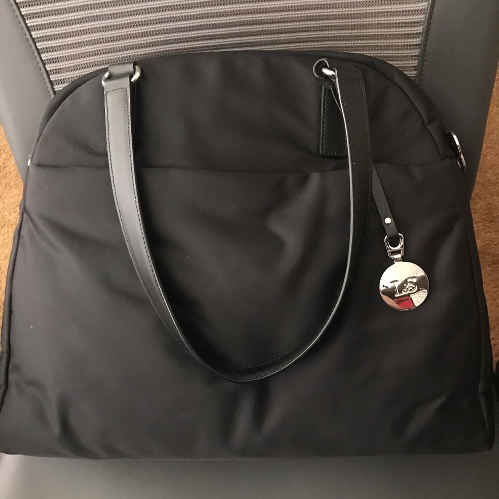 Lo & Sons ORIGINAL OG MEDIUM. Black, silver hardware; purple int., FREE GIFT !!